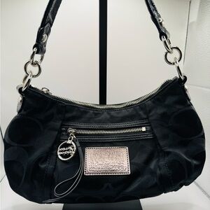 Coach Poppy Sufflette Black and Silver Shoulder Bag